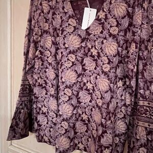 Lucky Brand Purple Floral Long Sleeve Top